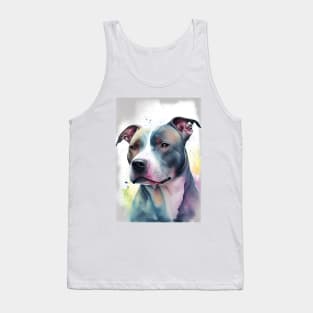 Watercolor Grey and White Pitbull Tank Top